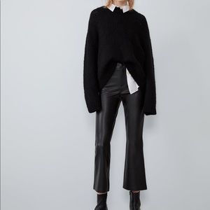 Zara Faux Leather Cropped Flare